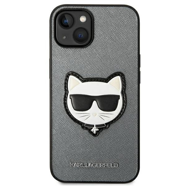 Karl Lagerfeld KLHCP14MSAPCHG iPhone 14 Plus 6,7" hardcase srebrny/silver Saffiano Choupette Head Patch_2