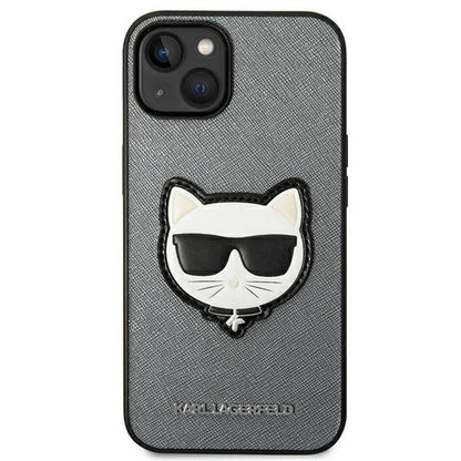 Karl Lagerfeld KLHCP14MSAPCHG iPhone 14 Plus 6,7" hardcase srebrny/silver Saffiano Choupette Head Patch_2