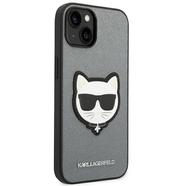 Karl Lagerfeld KLHCP14MSAPCHG iPhone 14 Plus 6,7" hardcase srebrny/silver Saffiano Choupette Head Patch_3