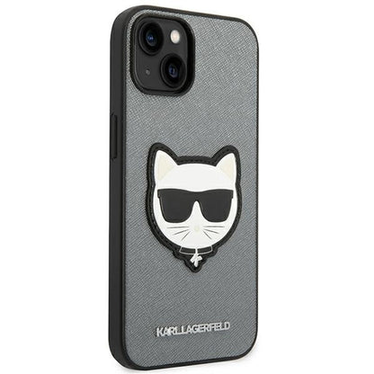 Karl Lagerfeld KLHCP14MSAPCHG iPhone 14 Plus 6,7" hardcase srebrny/silver Saffiano Choupette Head Patch_3