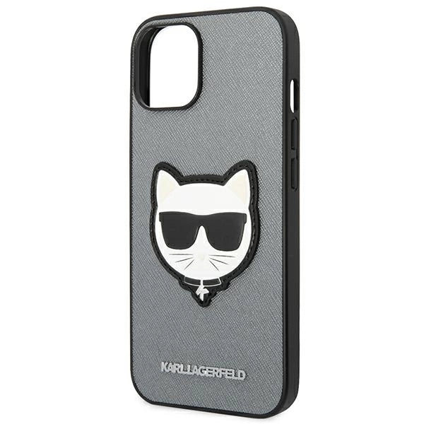 Karl Lagerfeld KLHCP14MSAPCHG iPhone 14 Plus 6,7" hardcase srebrny/silver Saffiano Choupette Head Patch_5