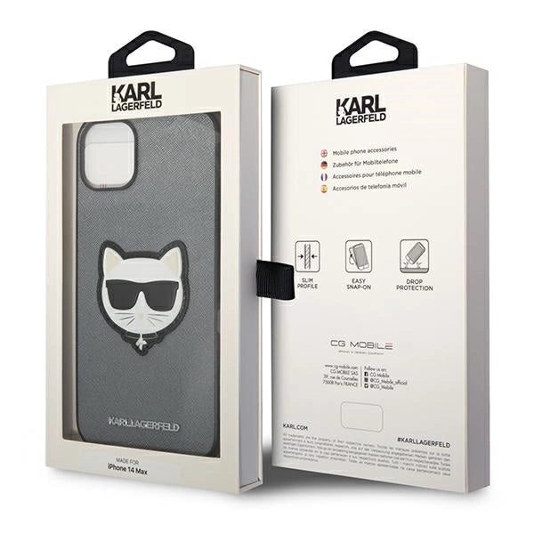 Karl Lagerfeld KLHCP14MSAPCHG iPhone 14 Plus 6,7" hardcase srebrny/silver Saffiano Choupette Head Patch_7