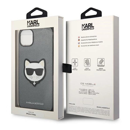 Karl Lagerfeld KLHCP14MSAPCHG iPhone 14 Plus 6,7" hardcase srebrny/silver Saffiano Choupette Head Patch_7