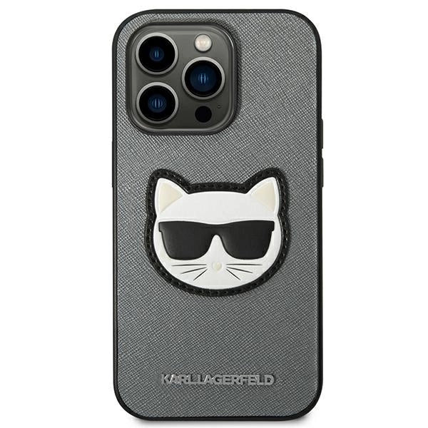 Karl Lagerfeld KLHCP14XSAPCHG iPhone 14 Pro Max 6,7" hardcase srebrny/silver Saffiano Choupette Head Patch_2