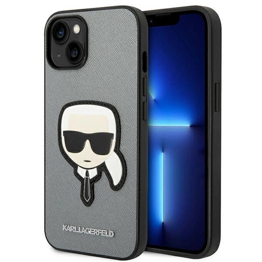 Karl Lagerfeld KLHCP14MSAPKHG iPhone 14 Plus 6,7" srebrny/silver hardcase Saffiano Karl`s Head Patch_0