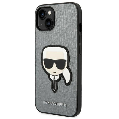 Karl Lagerfeld KLHCP14MSAPKHG iPhone 14 Plus 6,7" srebrny/silver hardcase Saffiano Karl`s Head Patch_1