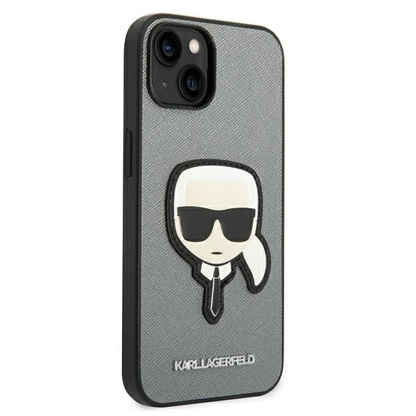 Karl Lagerfeld KLHCP14MSAPKHG iPhone 14 Plus 6,7" srebrny/silver hardcase Saffiano Karl`s Head Patch_3