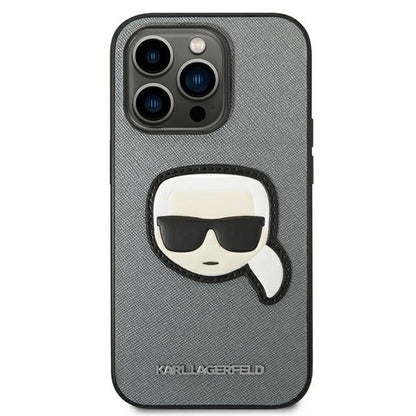 Karl Lagerfeld KLHCP14LSAPKHG iPhone 14 Pro 6,1" srebrny/silver hardcase Saffiano Karl`s Head Patch_2