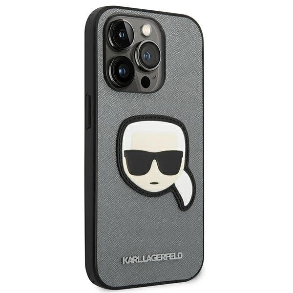 Karl Lagerfeld KLHCP14LSAPKHG iPhone 14 Pro 6,1" srebrny/silver hardcase Saffiano Karl`s Head Patch_3