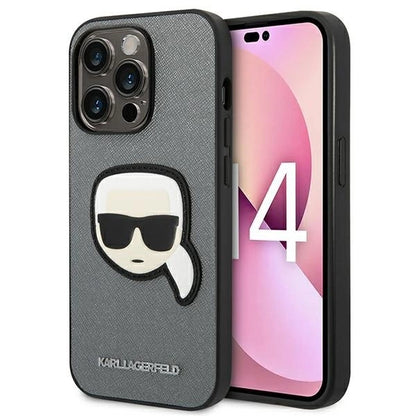 Karl Lagerfeld KLHCP14XSAPKHG iPhone 14 Pro Max 6,7" srebrny/silver hardcase Saffiano Karl`s Head Patch_0
