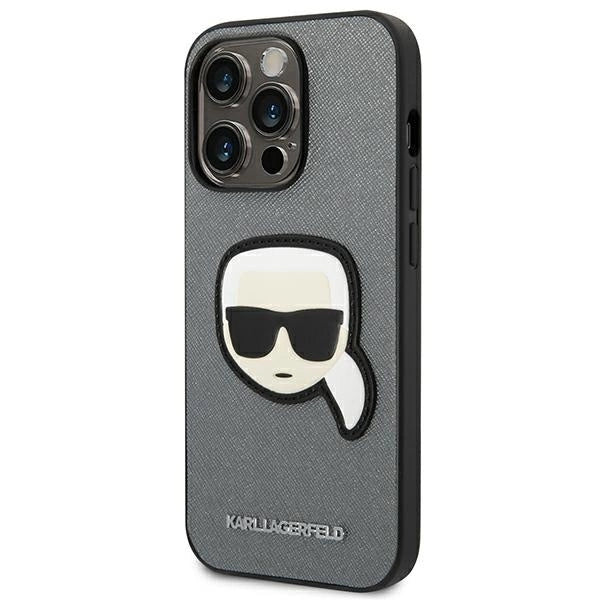 Karl Lagerfeld KLHCP14XSAPKHG iPhone 14 Pro Max 6,7" srebrny/silver hardcase Saffiano Karl`s Head Patch_1