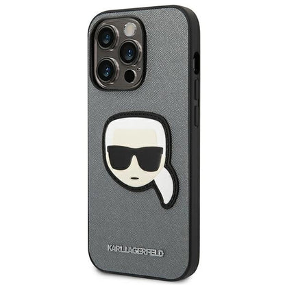 Karl Lagerfeld KLHCP14XSAPKHG iPhone 14 Pro Max 6,7" srebrny/silver hardcase Saffiano Karl`s Head Patch_1