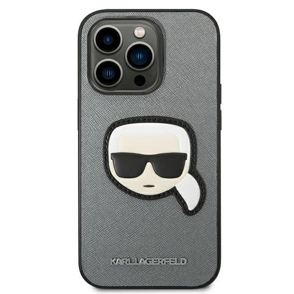 Karl Lagerfeld KLHCP14XSAPKHG iPhone 14 Pro Max 6,7" srebrny/silver hardcase Saffiano Karl`s Head Patch_2