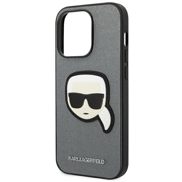 Karl Lagerfeld KLHCP14XSAPKHG iPhone 14 Pro Max 6,7" srebrny/silver hardcase Saffiano Karl`s Head Patch_5
