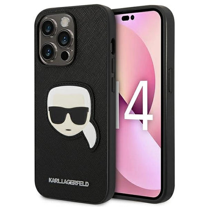 Karl Lagerfeld KLHCP14LSAPKHK iPhone 14 Pro 6,1" czarny/black hardcase Saffiano Karl`s Head Patch_0