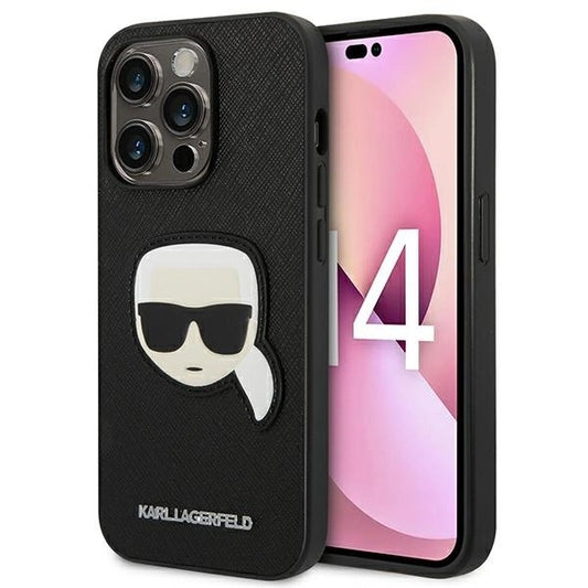 Karl Lagerfeld KLHCP14LSAPKHK iPhone 14 Pro 6,1" czarny/black hardcase Saffiano Karl`s Head Patch_0