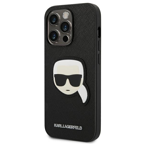 Karl Lagerfeld KLHCP14LSAPKHK iPhone 14 Pro 6,1" czarny/black hardcase Saffiano Karl`s Head Patch_1