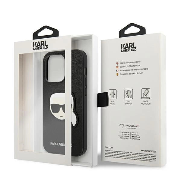 Karl Lagerfeld KLHCP14LSAPKHK iPhone 14 Pro 6,1" czarny/black hardcase Saffiano Karl`s Head Patch_7