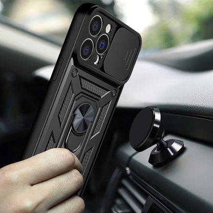 Hybrid Armor Camshield case for iPhone 14 Plus armored case with camera cover black_2