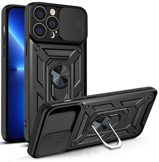 Hybrid Armor Camshield case for iPhone 13 Pro armored case with camera cover black_0