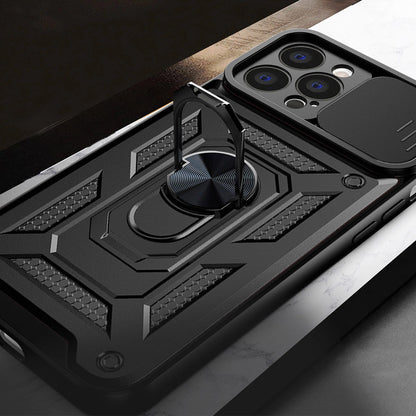 Hybrid Armor Camshield case for iPhone 13 Pro Max armored case with camera cover blue_6