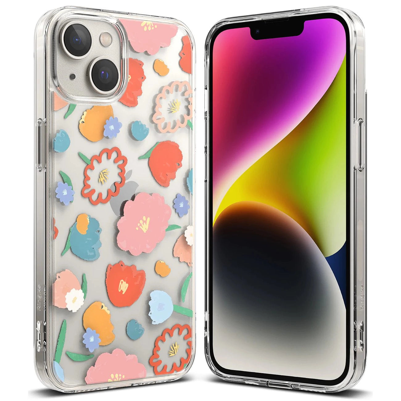 Ringke Fusion Design Armored Sleeve Cover with Gel Frame for iPhone 14 Plus transparent (Floral) (FD637E31)_0