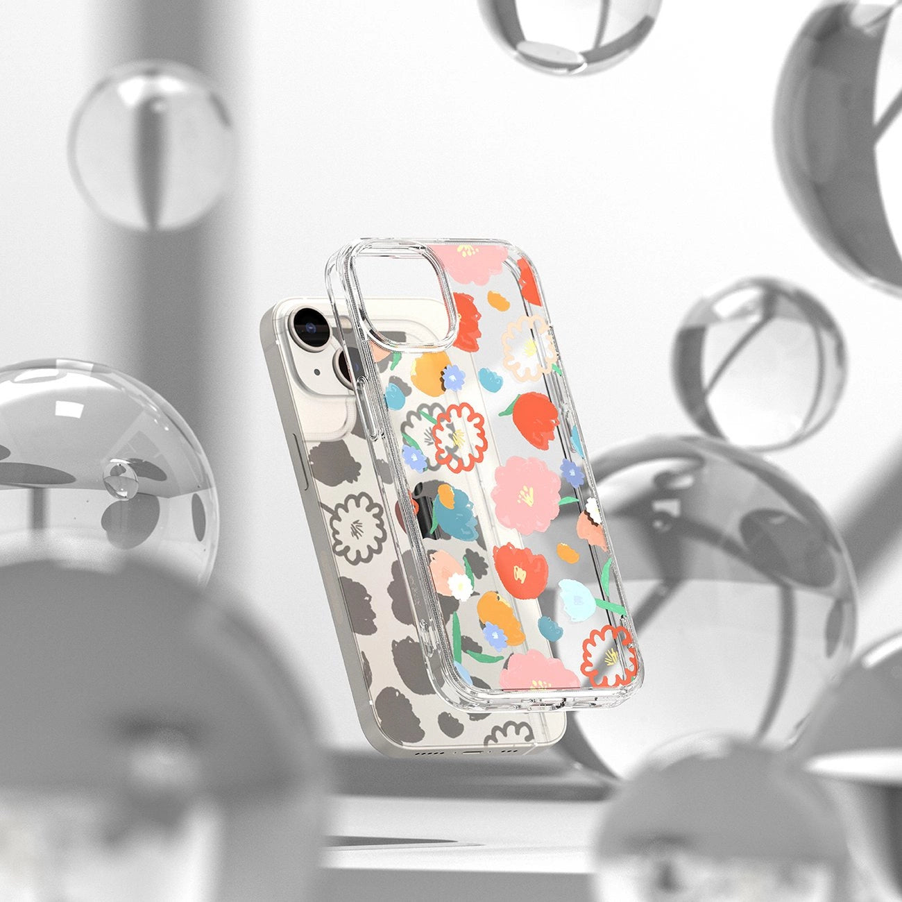 Ringke Fusion Design Armored Sleeve Cover with Gel Frame for iPhone 14 Plus transparent (Floral) (FD637E31)_2