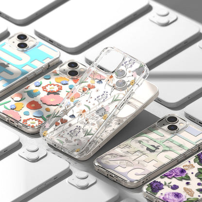 Ringke Fusion Design Armored Sleeve Cover with Gel Frame for iPhone 14 Plus transparent (Floral) (FD637E31)_3