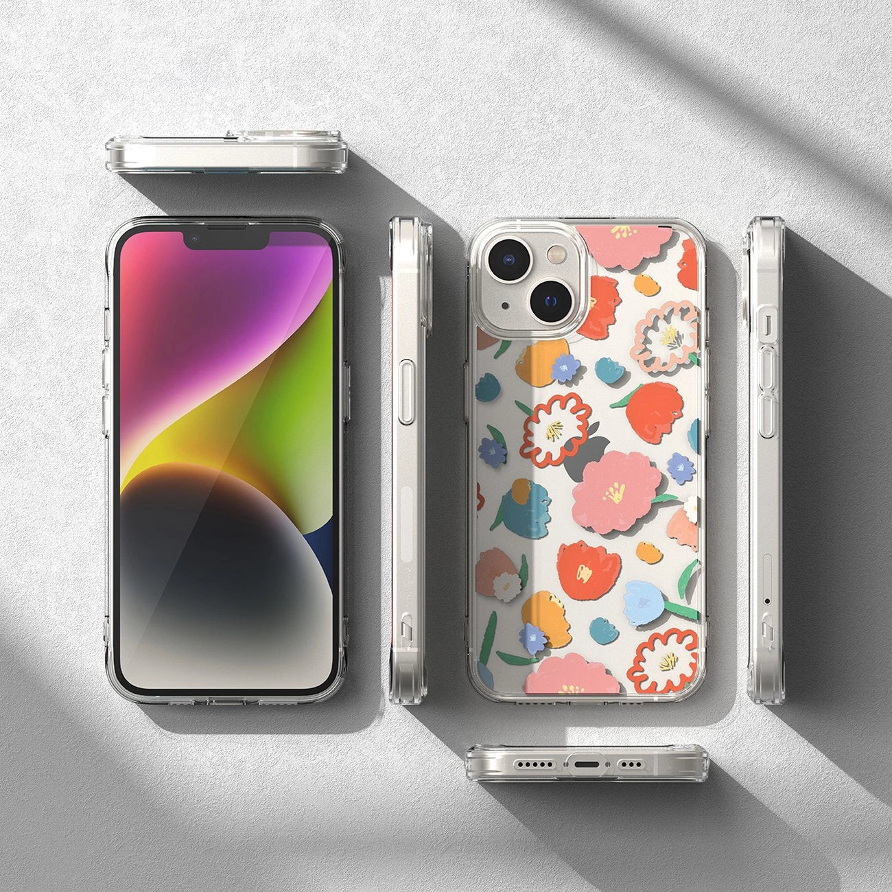 Ringke Fusion Design Armored Sleeve Cover with Gel Frame for iPhone 14 Plus transparent (Floral) (FD637E31)_8