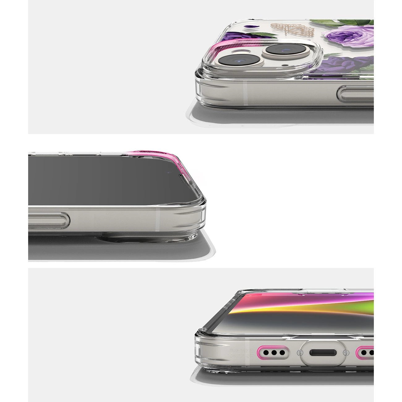 Ringke Fusion Design Armored Case Cover with Gel Frame for iPhone 14 Plus transparent (Purple rose) (FD637E29)_11
