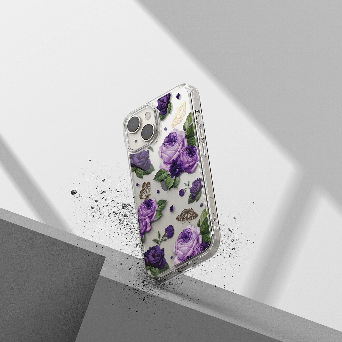 Ringke Fusion Design Armored Case Cover with Gel Frame for iPhone 14 Plus transparent (Purple rose) (FD637E29)_5