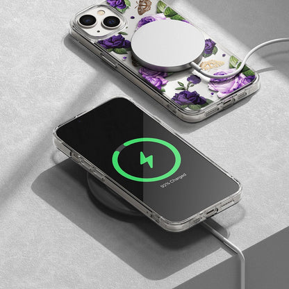 Ringke Fusion Design Armored Case Cover with Gel Frame for iPhone 14 Plus transparent (Purple rose) (FD637E29)_6