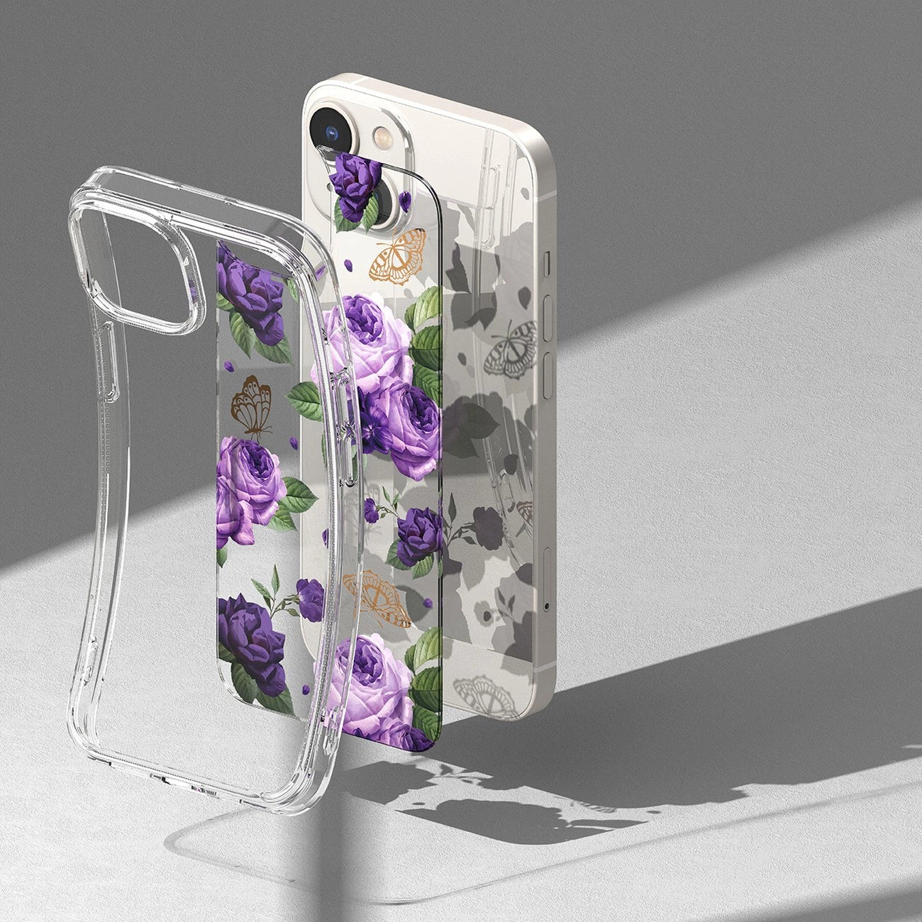 Ringke Fusion Design Armored Case Cover with Gel Frame for iPhone 14 Plus transparent (Purple rose) (FD637E29)_8