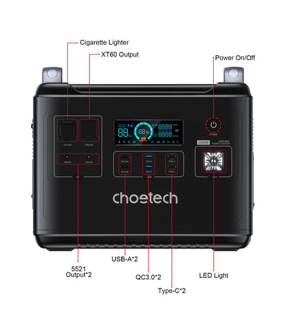 Choetech portable power station LiFePO4 1997Wh 2000W power bank black (BS006 Super Mini)_5