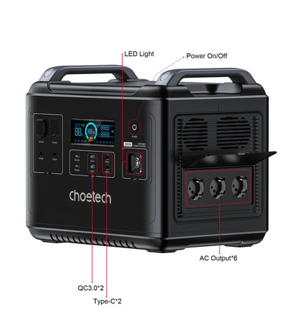 Choetech portable power station LiFePO4 1997Wh 2000W power bank black (BS006 Super Mini)_6