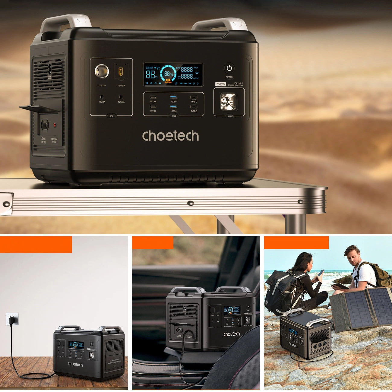 Choetech portable power station LiFePO4 1997Wh 2000W power bank black (BS006 Super Mini)_9