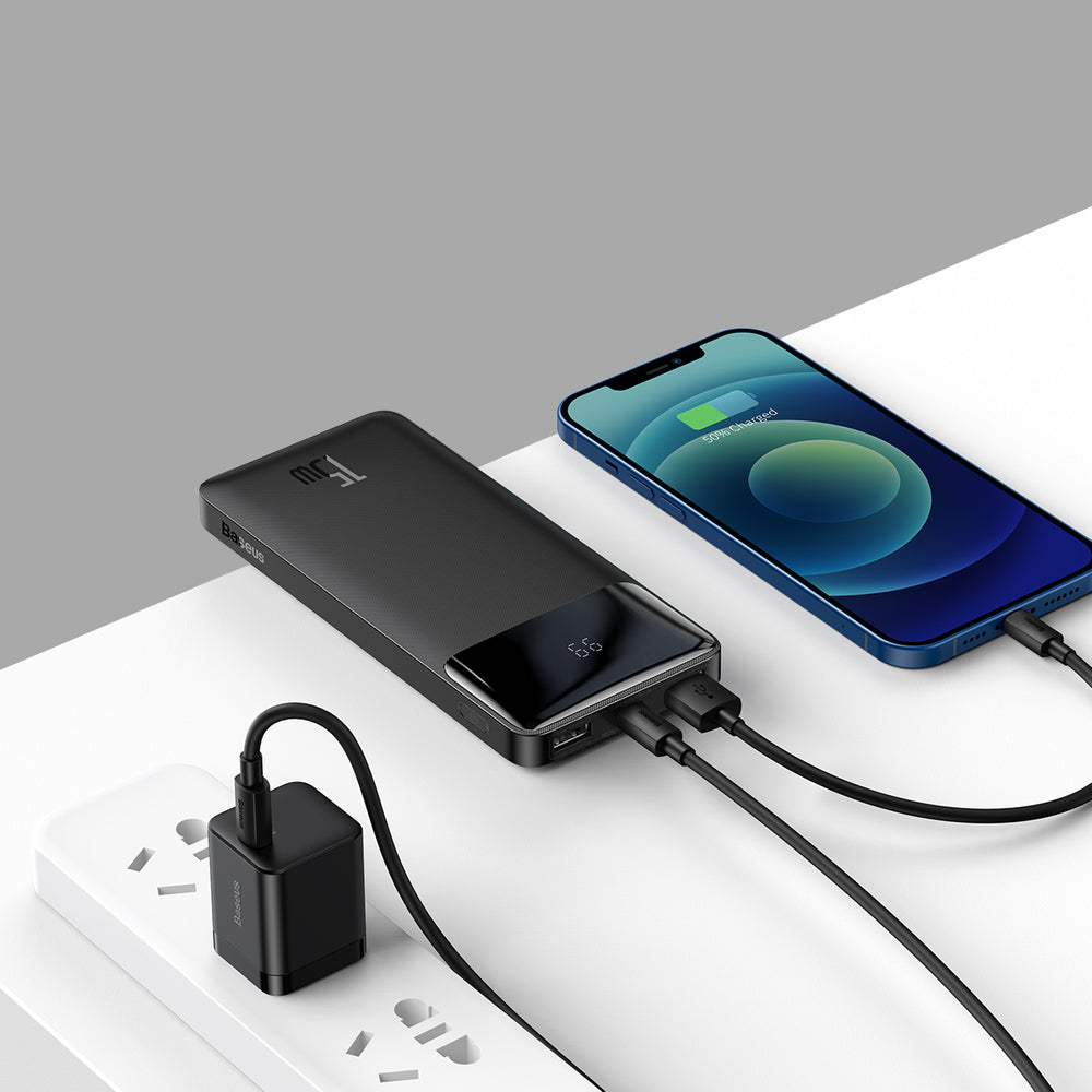 Baseus Bipow powerbank with display 10000mAh 15W black (Overseas Edition) + USB-A - Micro USB cable 0.25m black (PPBD050001)_9