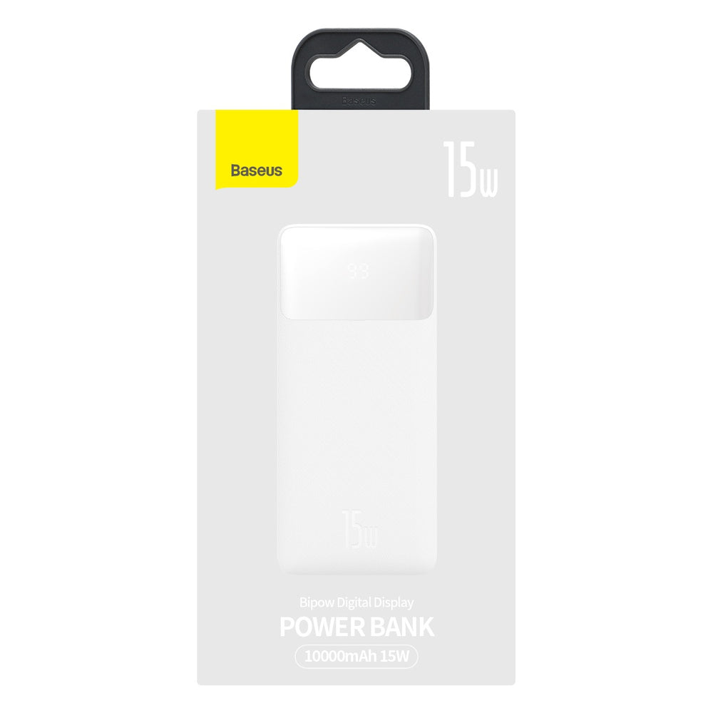 Baseus Bipow powerbank with display 10000mAh 15W white (Overseas Edition) + USB-A - Micro USB cable 0.25m white (PPBD050002)_4