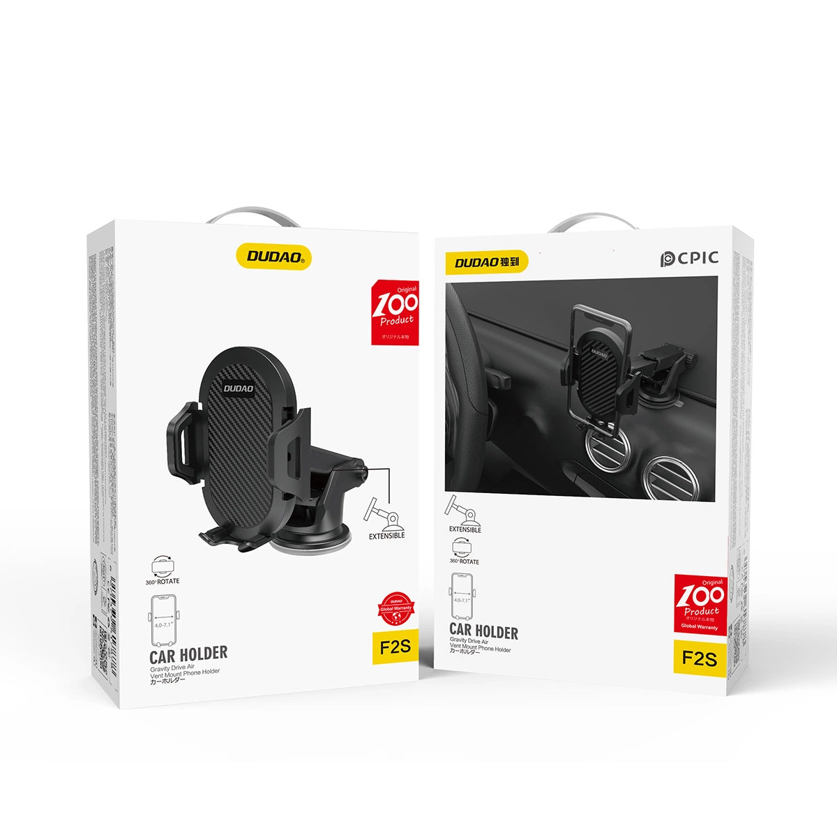 Dudao Telescopic Gravity Car Windshield Mount Holder Black (new F2S black)_3