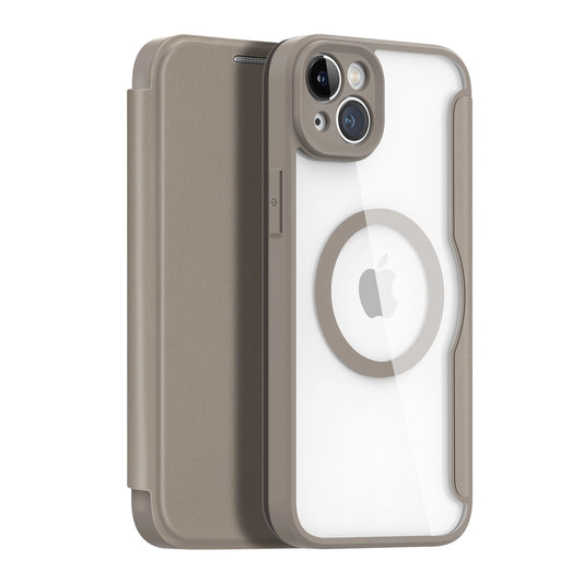 Dux Ducis Skin X Pro case iPhone 14 Plus MagSafe magnetic flip case beige_0