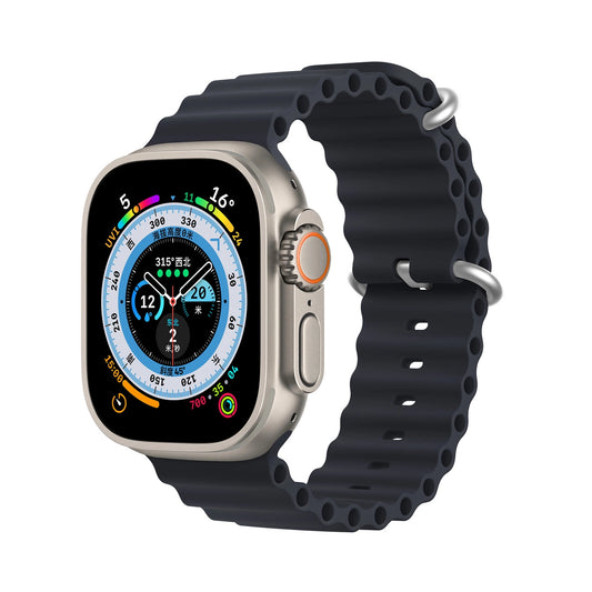 Dux Ducis Strap Watch Strap 9 / 8 / 7 / 6 / 5 / 4 / 3 / 2 / SE (41 / 40 / 38mm) Silicone Band Bracelet Gray (OceanWave Version)_0