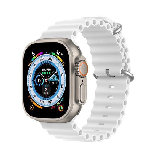 Dux Ducis Strap Watch Strap 9 / 8 / 7 / 6 / 5 / 4 / 3 / 2 / SE (41 / 40 / 38mm) Silicone Band Bracelet White (OceanWave Version)_0