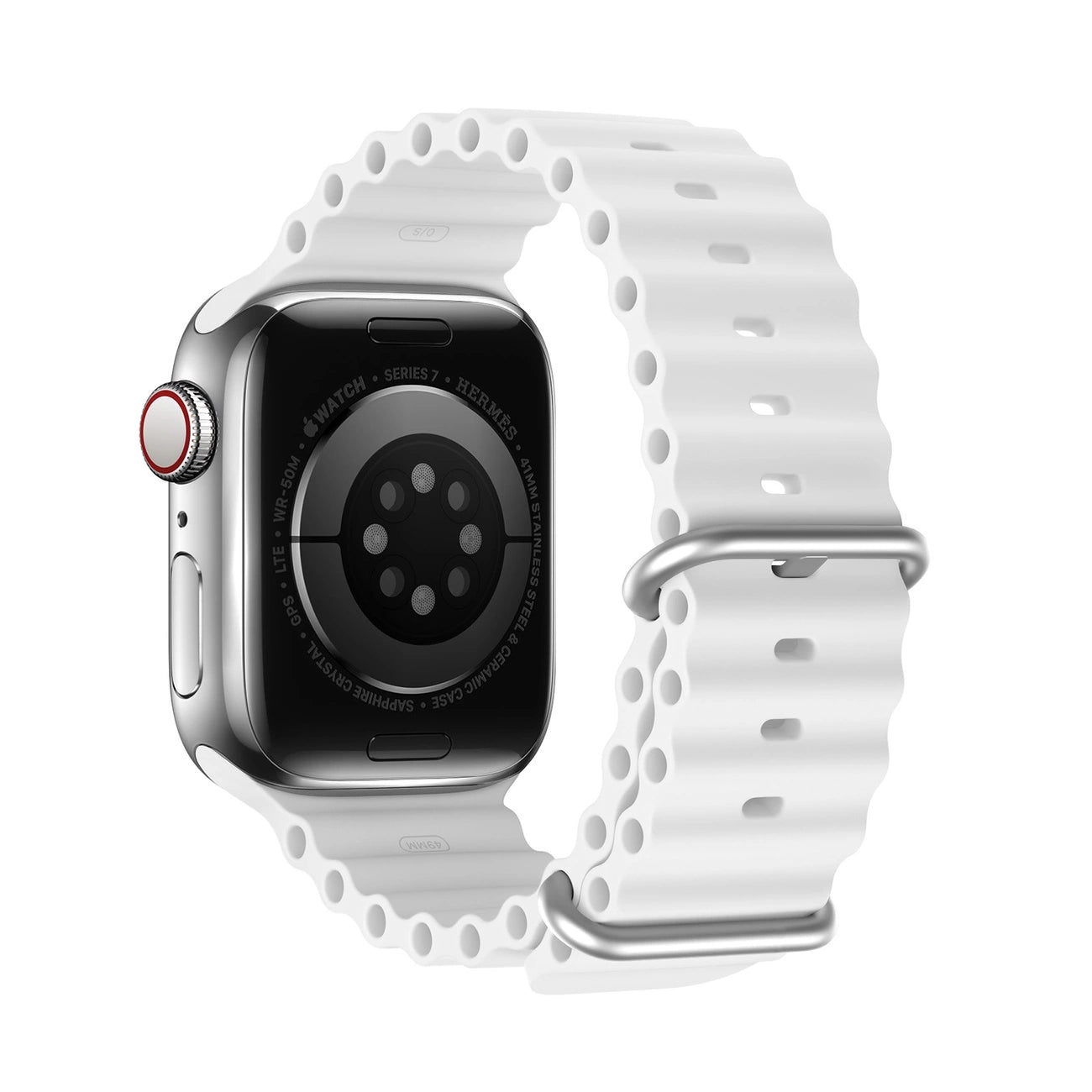 Dux Ducis Strap Watch Strap 9 / 8 / 7 / 6 / 5 / 4 / 3 / 2 / SE (41 / 40 / 38mm) Silicone Band Bracelet White (OceanWave Version)_1