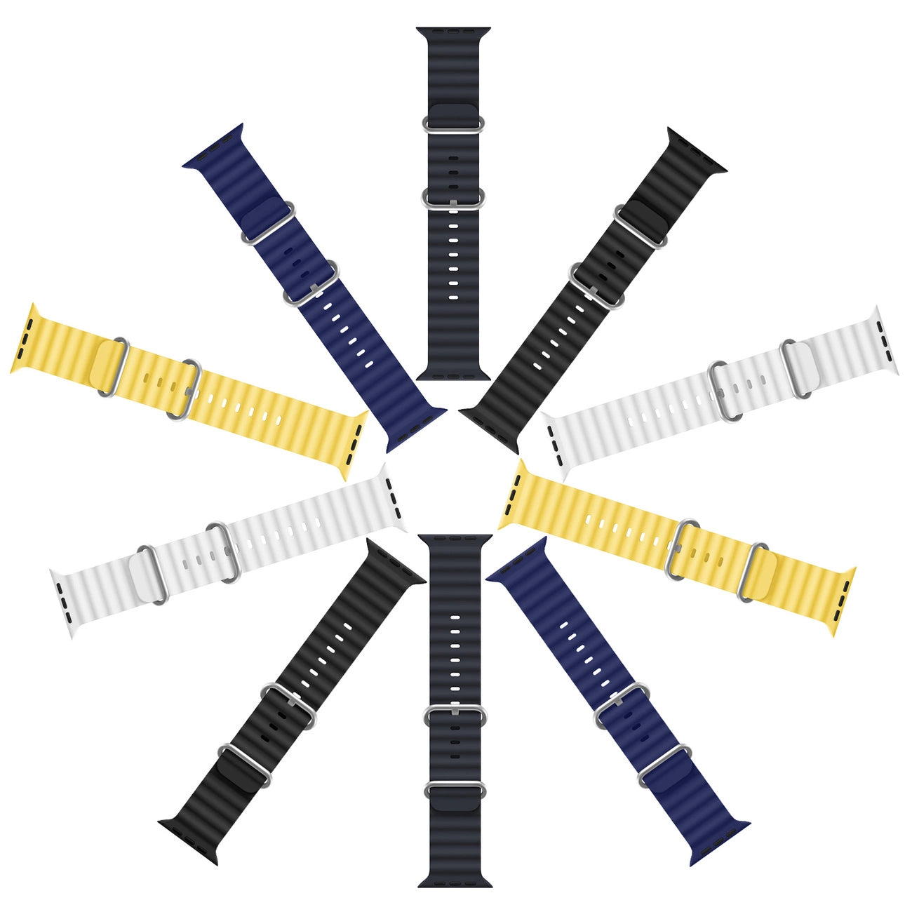Dux Ducis Strap Watch Strap 9 / 8 / 7 / 6 / 5 / 4 / 3 / 2 / SE (41 / 40 / 38mm) Silicone Band Bracelet White (OceanWave Version)_2