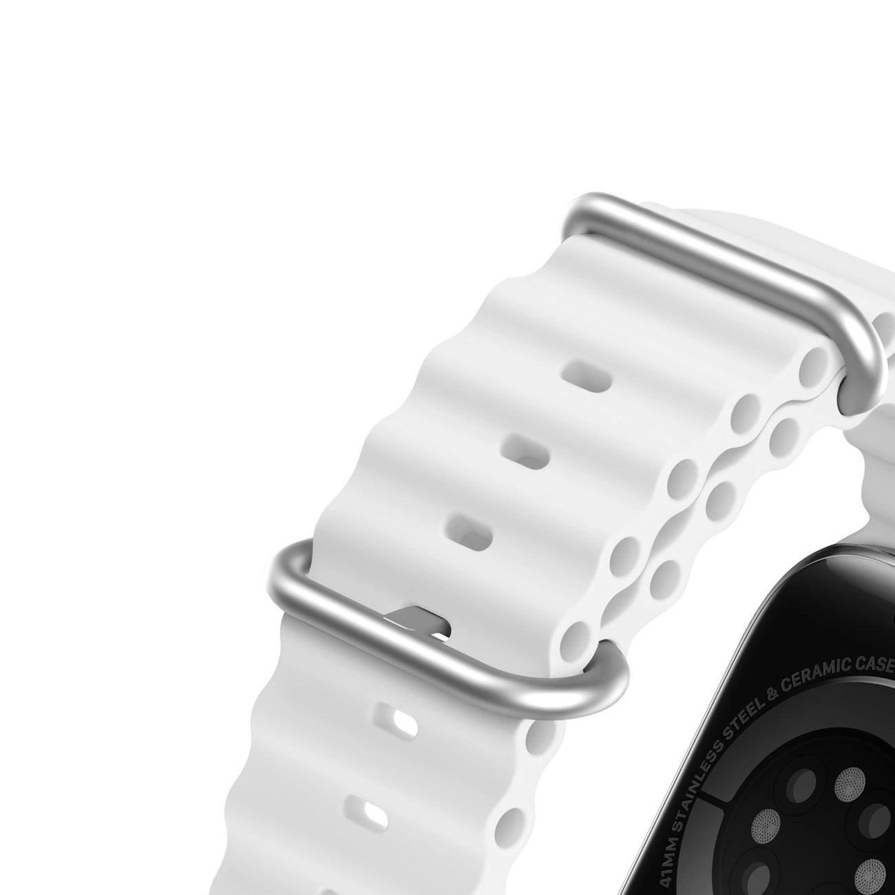 Dux Ducis Strap Watch Strap 9 / 8 / 7 / 6 / 5 / 4 / 3 / 2 / SE (41 / 40 / 38mm) Silicone Band Bracelet White (OceanWave Version)_6