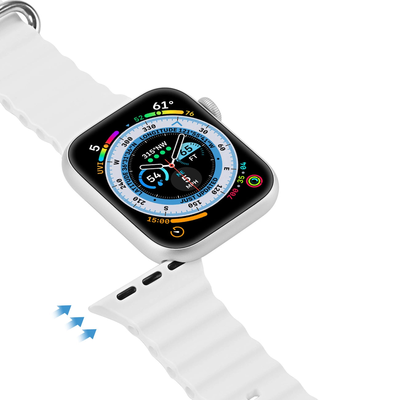 Dux Ducis Strap Watch Strap 9 / 8 / 7 / 6 / 5 / 4 / 3 / 2 / SE (41 / 40 / 38mm) Silicone Band Bracelet White (OceanWave Version)_7