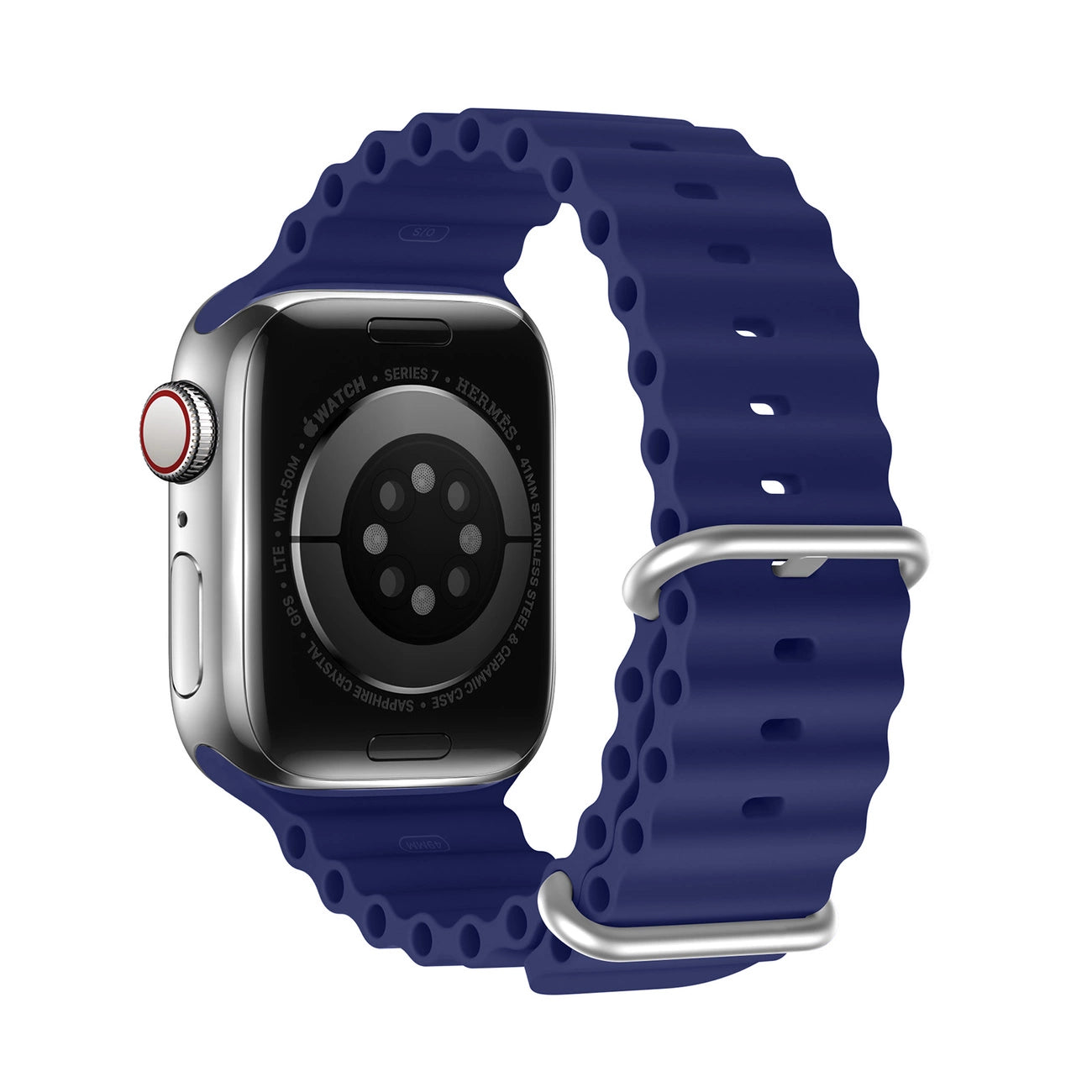 Dux Ducis Strap Watch Strap 9 / 8 / 7 / 6 / 5 / 4 / 3 / 2 / SE (41 / 40 / 38mm) Silicone Band Bracelet Navy Blue (OceanWave Version)_1
