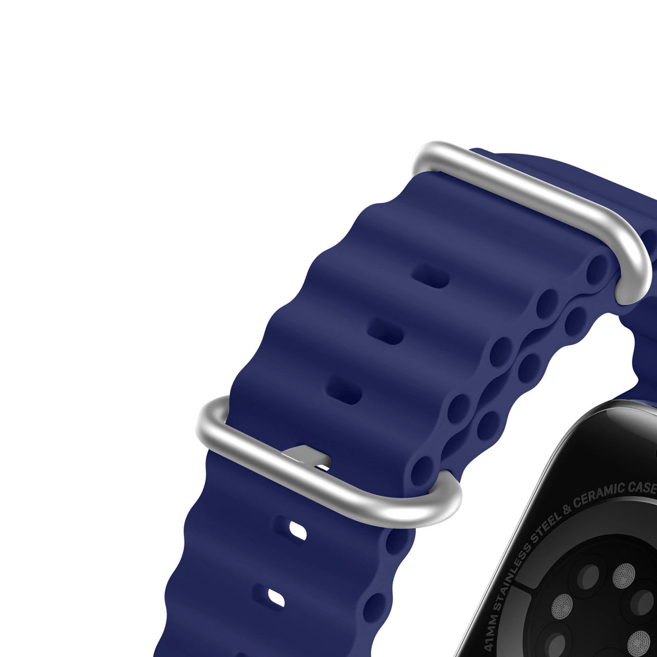 Dux Ducis Strap Watch Strap 9 / 8 / 7 / 6 / 5 / 4 / 3 / 2 / SE (41 / 40 / 38mm) Silicone Band Bracelet Navy Blue (OceanWave Version)_6