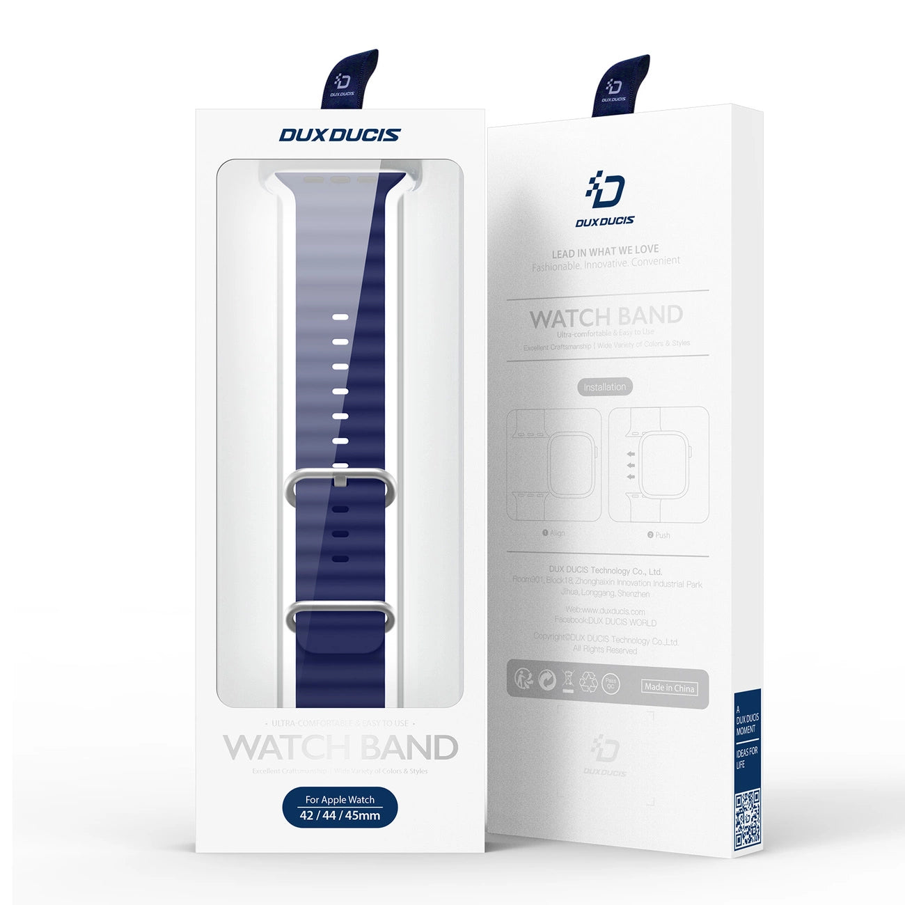 Dux Ducis Strap Watch Strap 9 / 8 / 7 / 6 / 5 / 4 / 3 / 2 / SE (41 / 40 / 38mm) Silicone Band Bracelet Navy Blue (OceanWave Version)_4