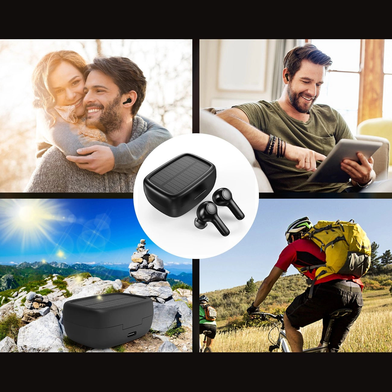 Choetech TWS wireless headphones with solar panel black (BH-T09)_5